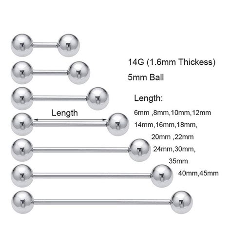 nipple bar lengths|What Size Gauge Is a Nipple Piercing: .